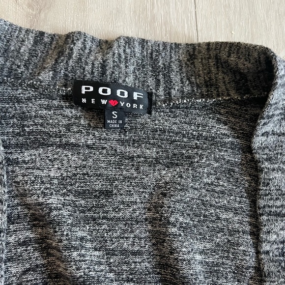 POOF NEW YORK Cardigan Sweater Open Long Sleeve Heather Gray Small - Picture 2 of 3